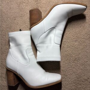 White Leather Ankle Boots